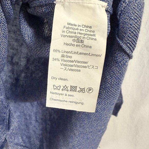 J.Crew V-Neck Sweater With Side Buttons in Linen Blend Blue Size M - Picture 4 of 7